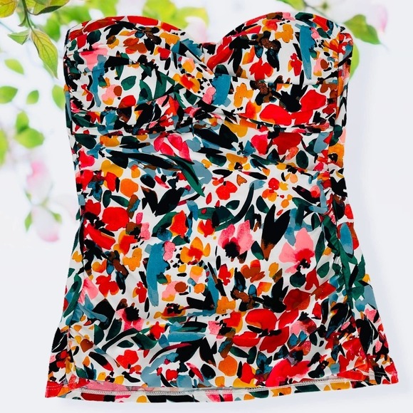 Anne Cole Sunset Flower Knot Bandeau M - Picture 6 of 8